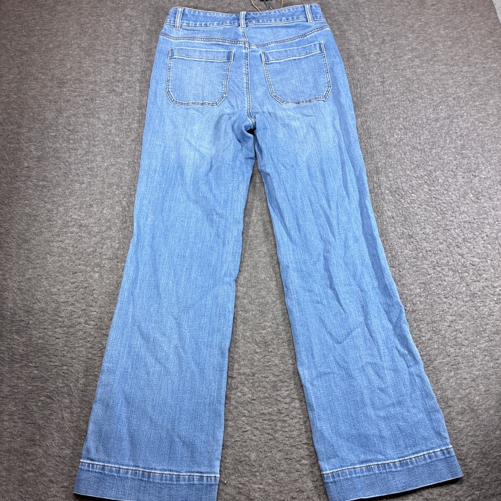 Talbots Wide Leg Crop Jeans Women 6 Blue High Rise Denim Stretch Casual Boho Mom - Picture 4 of 9